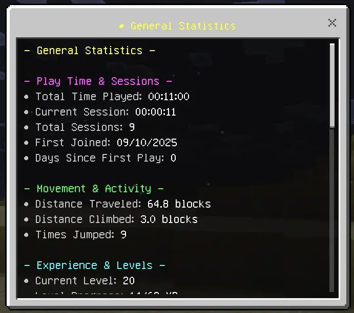 Bedrock Statistics Mod / Addon screenshot 4
