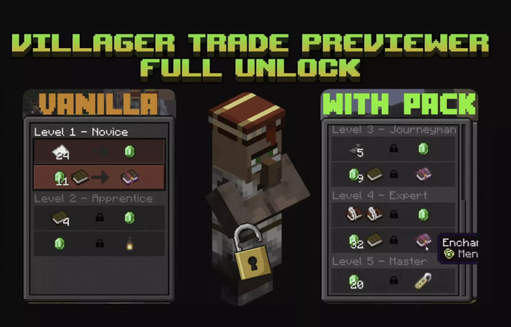 Villager Trade Unlocker – Addon / Texture Pack thumbnail