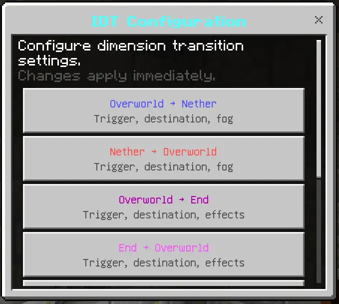 Immersive Dimension Transitions Mod / Addon screenshot