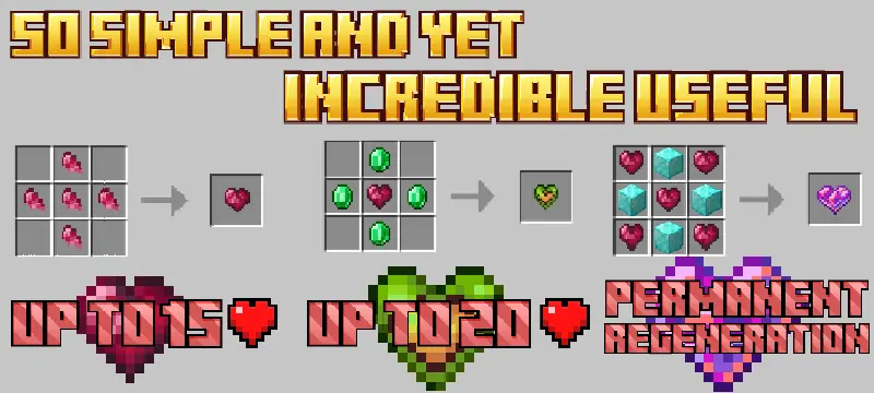 Crystal hearts in Minecraft Mod / Addon screenshot
