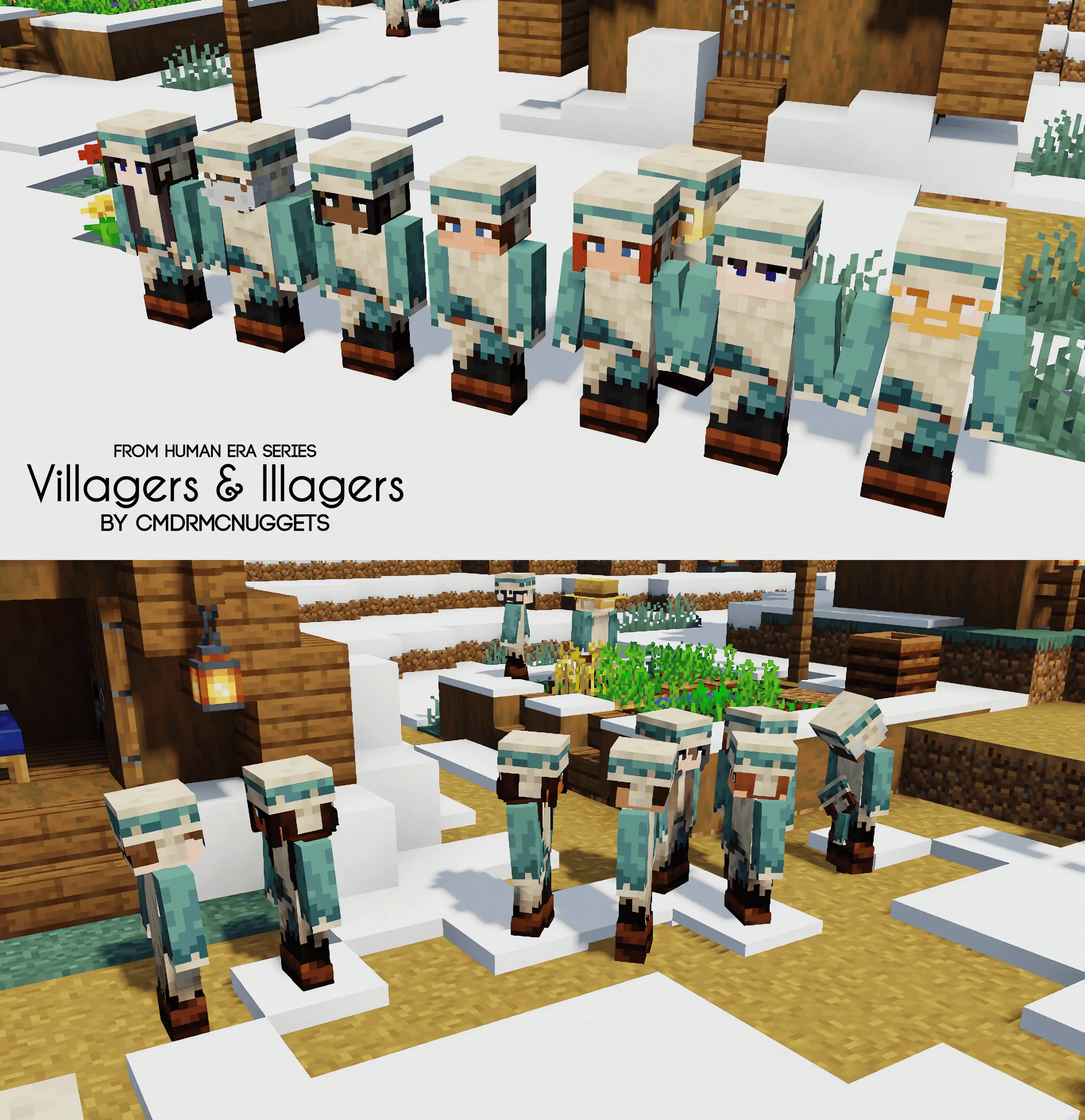 Human Era: Villagers & Illagers X Actions n Stuff – Addon / Texture Pack screenshot