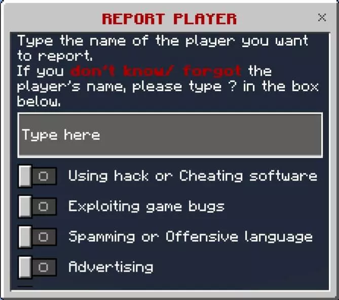 Report Player Menu Mod / Addon screenshot