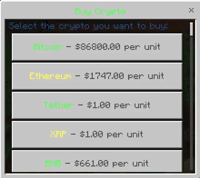 Virtual crypt stock market economy system Mod / Addon screenshot