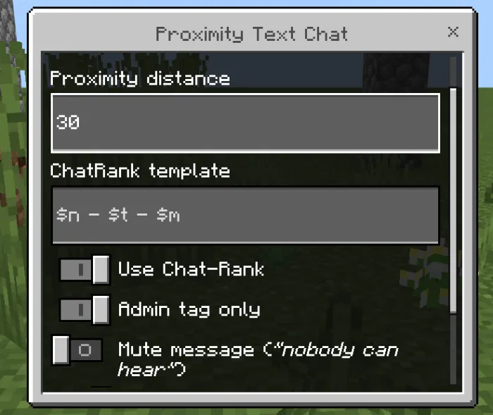 Bedrock Proximity Text Chat + Chat-rank Addon screenshot