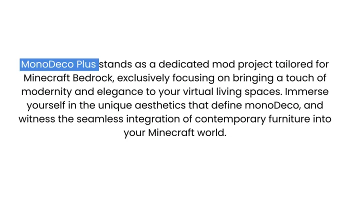 monoDeco Plus Furniture Addon screenshot