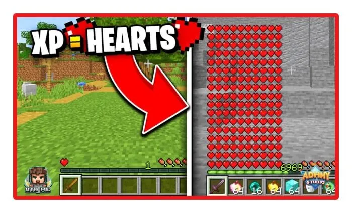 Minecraft! but your xp = your heart Addon thumbnail