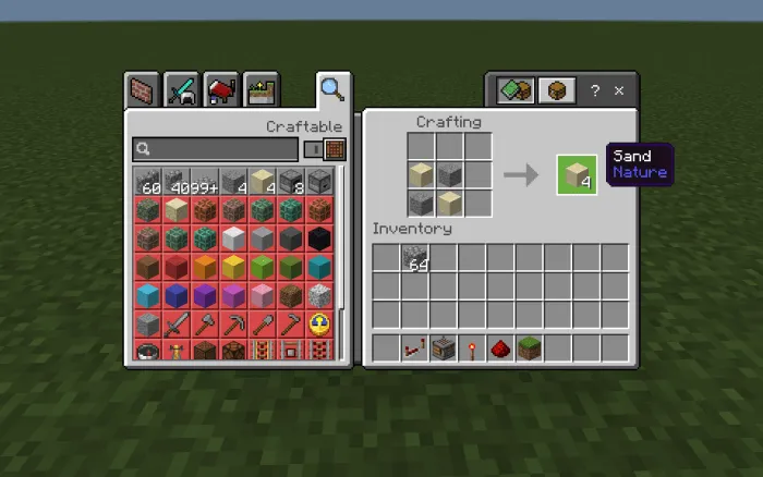 Craftable Sand Vanilla Addon screenshot