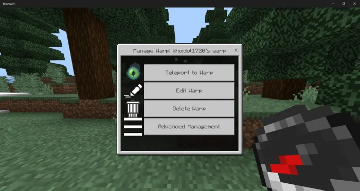 Warps UI Addon screenshot