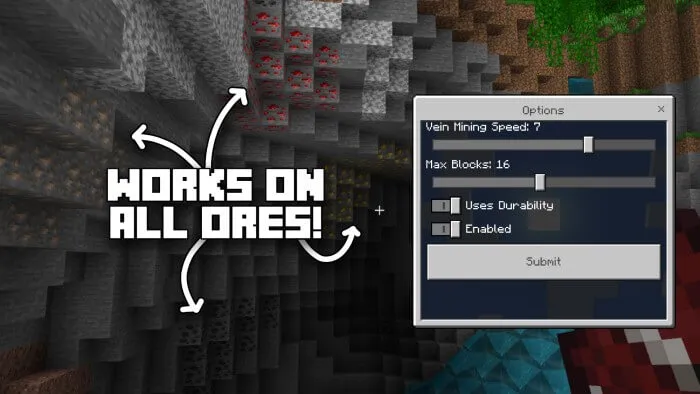 BEDROCK ESSENTIAL: Vein Miner Addon screenshot