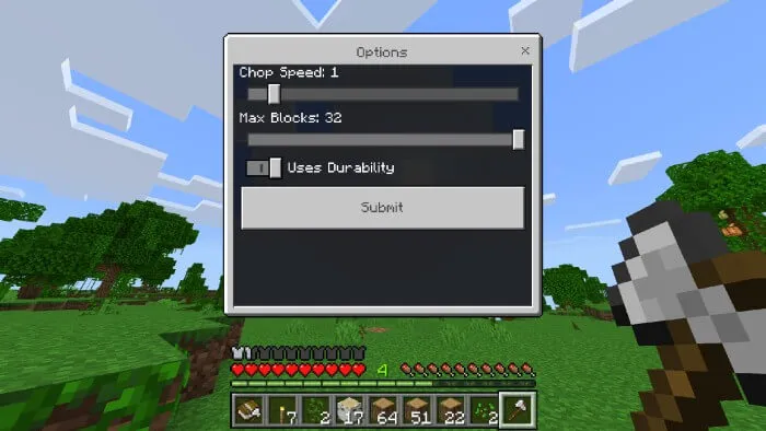BEDROCK ESSENTIAL: Tree Chop Addon screenshot