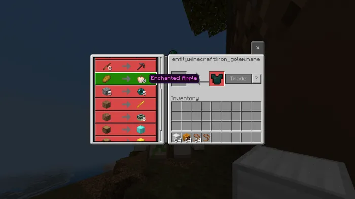 Minecraft, but Golem Trade OP Items Addon screenshot