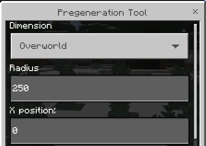 Chunk Pregenerator Tool Addon screenshot