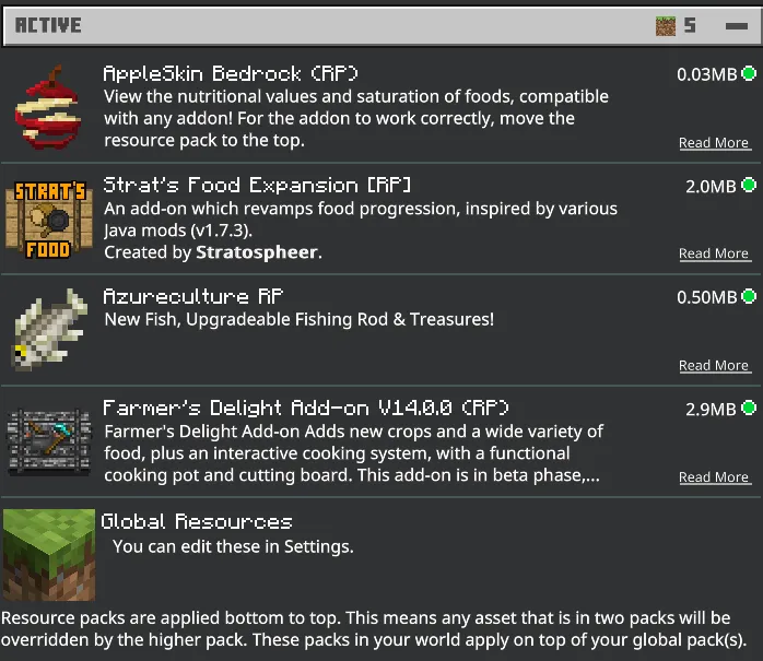 AppleSkin Bedrock Addon screenshot