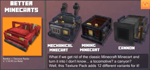 Better 3D Minecarts – Texture Pack thumbnail